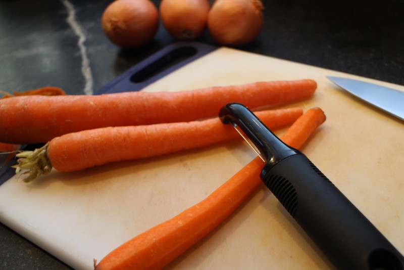 carrots and onions add color and flavor