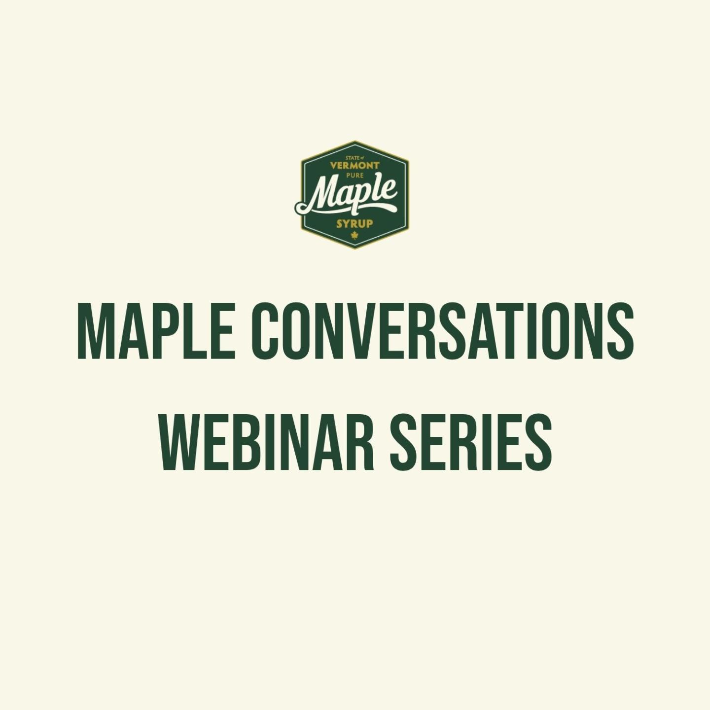Maple Conversations Webinar Series logo on beige background.